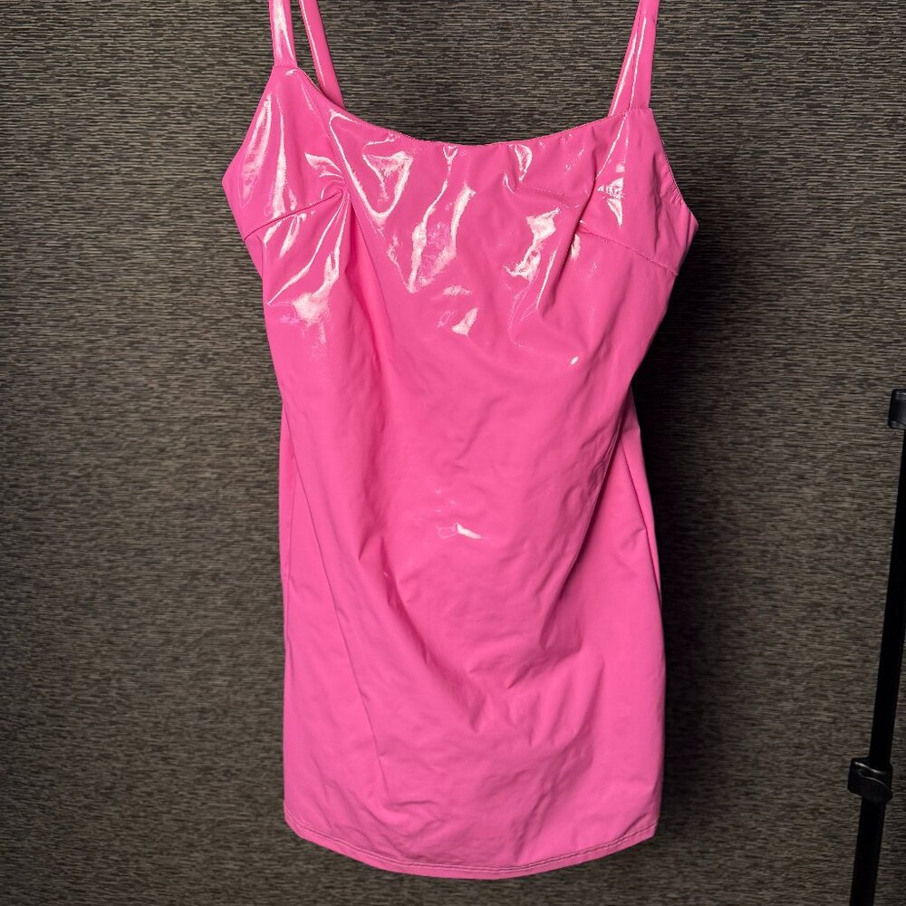 Superdown Pink Vinyl Bodycon Mini Dress